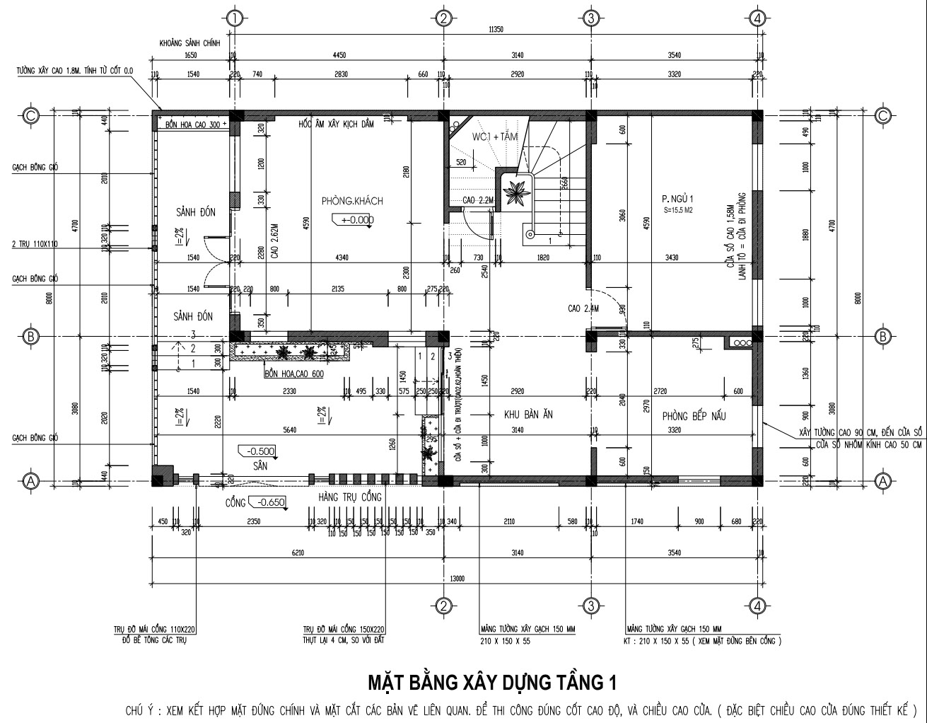Bản vẽ nhà 3 tầng 90m2 - Công ty cổ phần Đầu tư và xây lắp Thịnh Phát