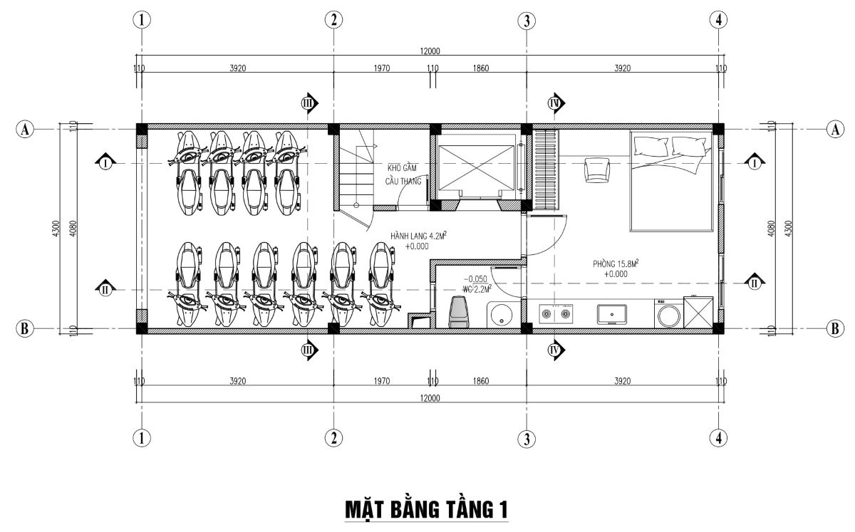 thiết kế mặt bằng nhà 50m2 4 tầng 1 tum 2